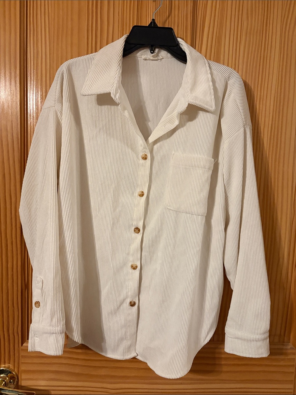 Cream Corduroy Button-Up Shirt